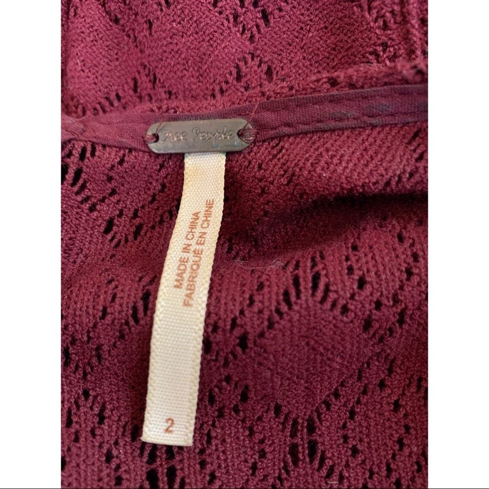 Free People Crochet Burgundy Mini Dress - Picture 4 of 4
